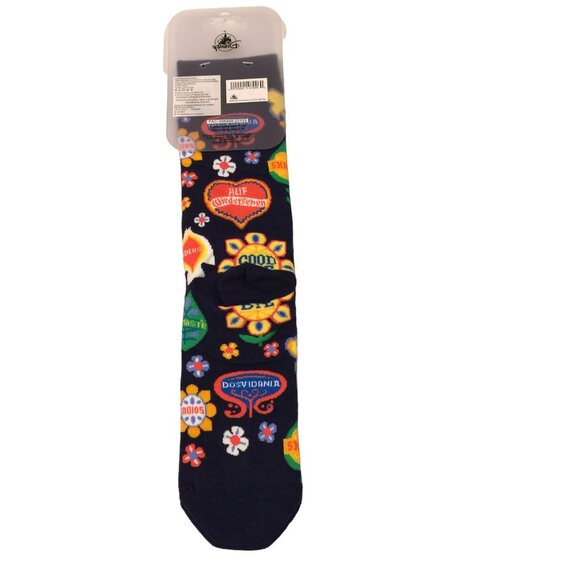 DISNEY PARKS It's a Small World Hello in Many Languages Ladies Crew Socks Size 5 - Picture 3 of 4